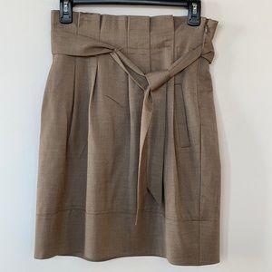 BCBG Maxazria Size 0 Pleated Brown Mini Skirt Pockets Casual